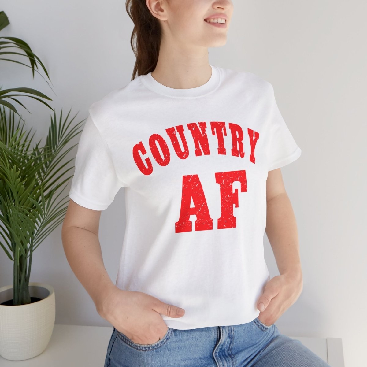 Country AF Shirt | Bold Country AF Graphic Tee in Red Print for Country Life Lovers - Anything AF