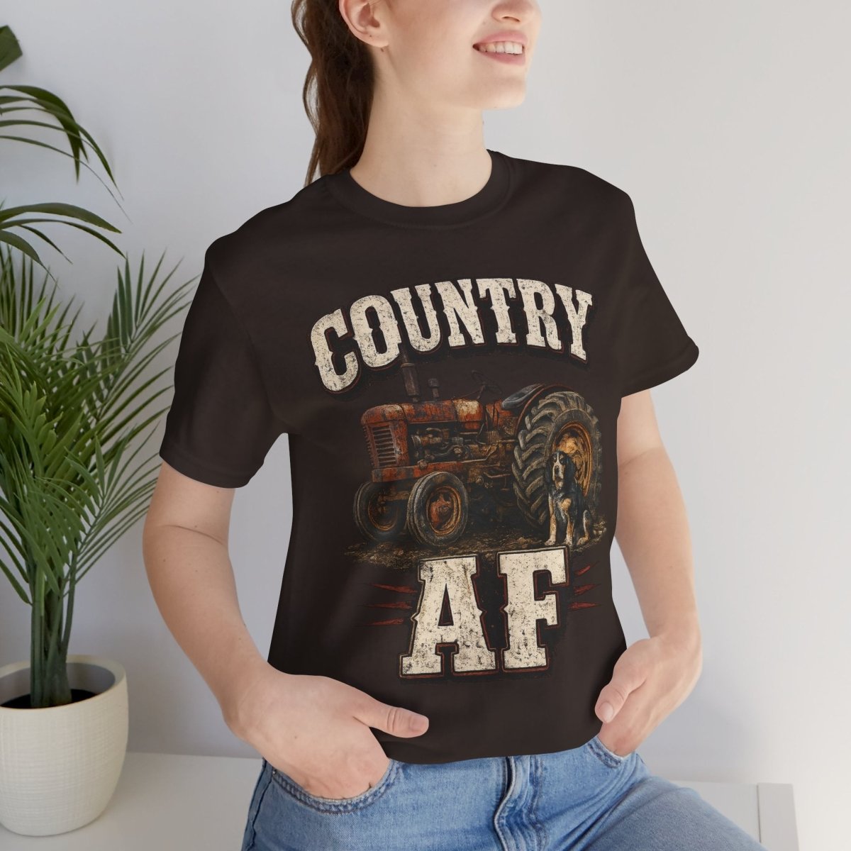 Country AF T-Shirt – Vintage Tractor | Distressed Farm Dog Graphic Tee - Anything AF