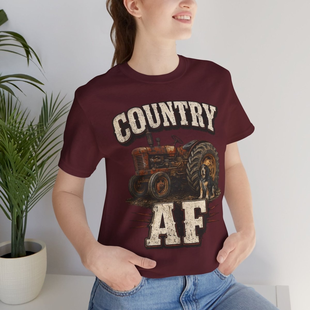 Country AF T-Shirt – Vintage Tractor | Distressed Farm Dog Graphic Tee - Anything AF