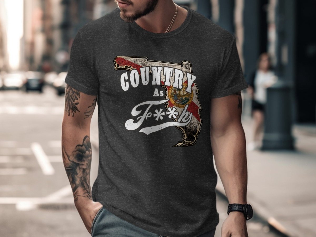 Country As F**K Florida T-Shirt | Vintage Florida Pride Graphic Tee - Anything AF