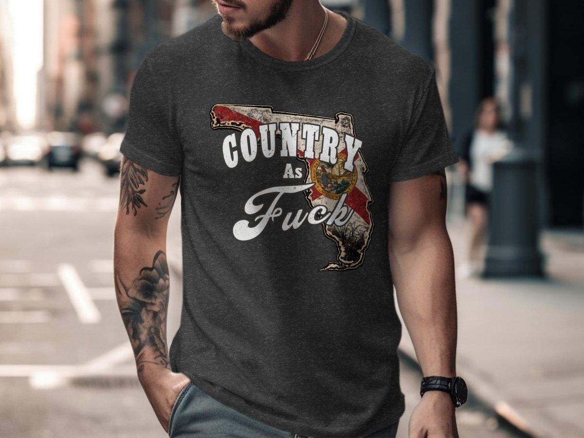 Country As Fuck Florida T-Shirt | Vintage Florida Pride Graphic Tee - Anything AF