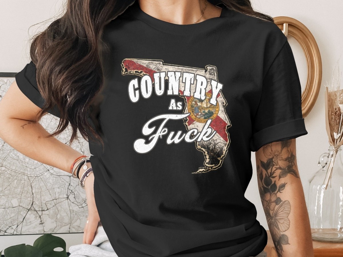 Country As Fuck Florida T-Shirt | Vintage Florida Pride Graphic Tee - Anything AF