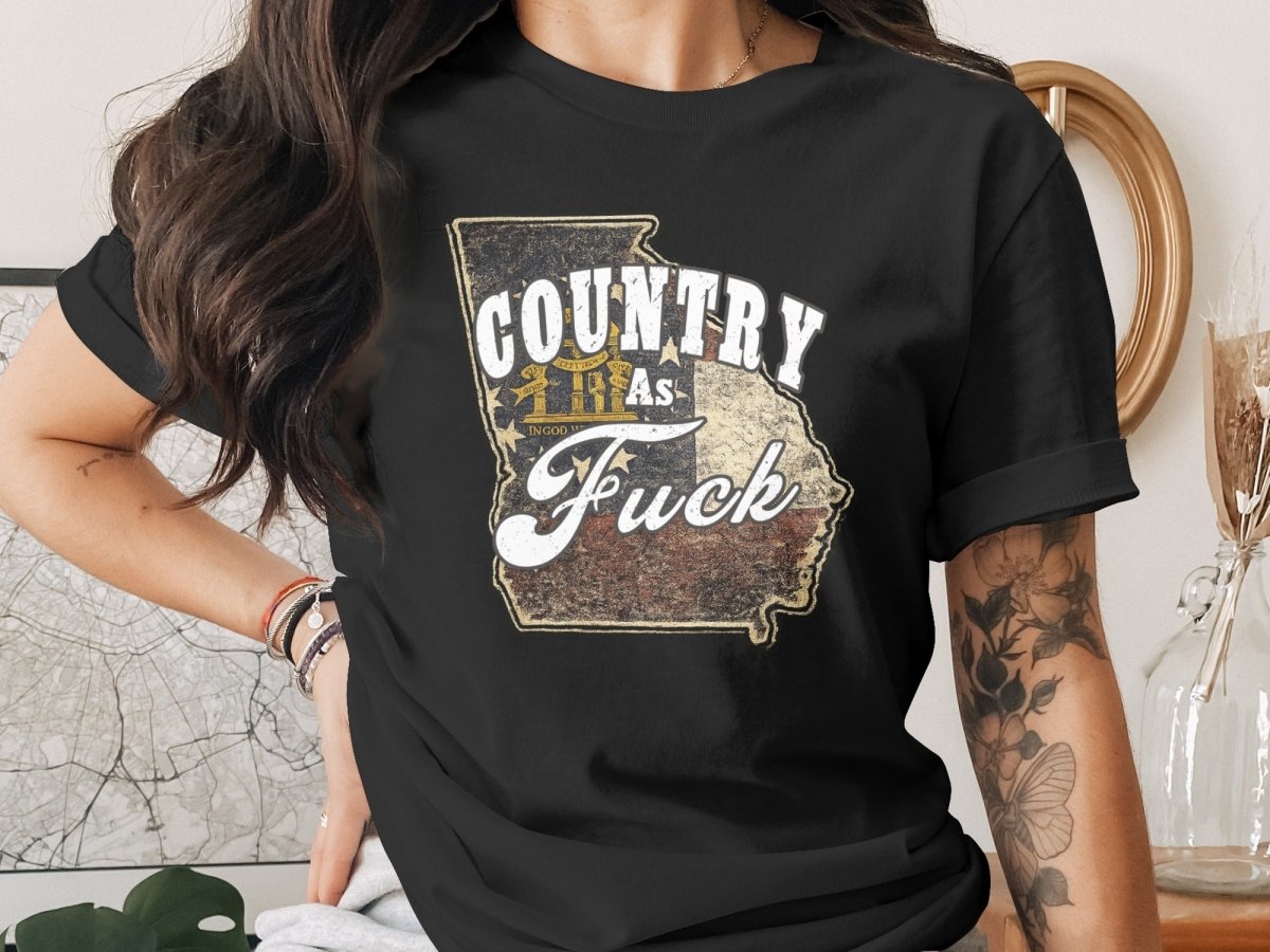 Country As Fuck Georgia T-Shirt | Vintage Georgia Pride Graphic Tee - Anything AF