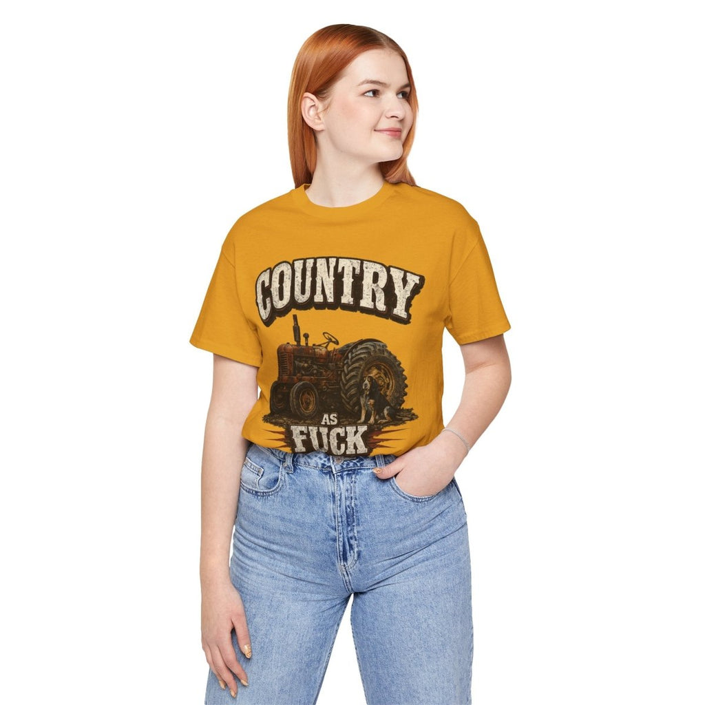 Country As Fuck T-Shirt – Vintage Tractor | Hound Dog Country Graphic Tee - Anything AF