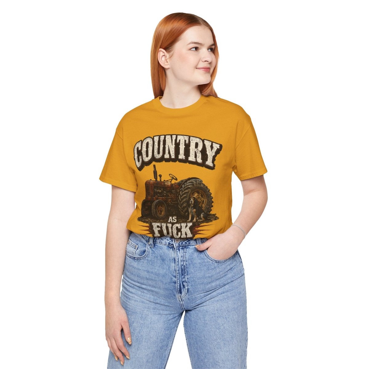 Country As Fuck T-Shirt – Vintage Tractor | Hound Dog Country Graphic Tee - Anything AF