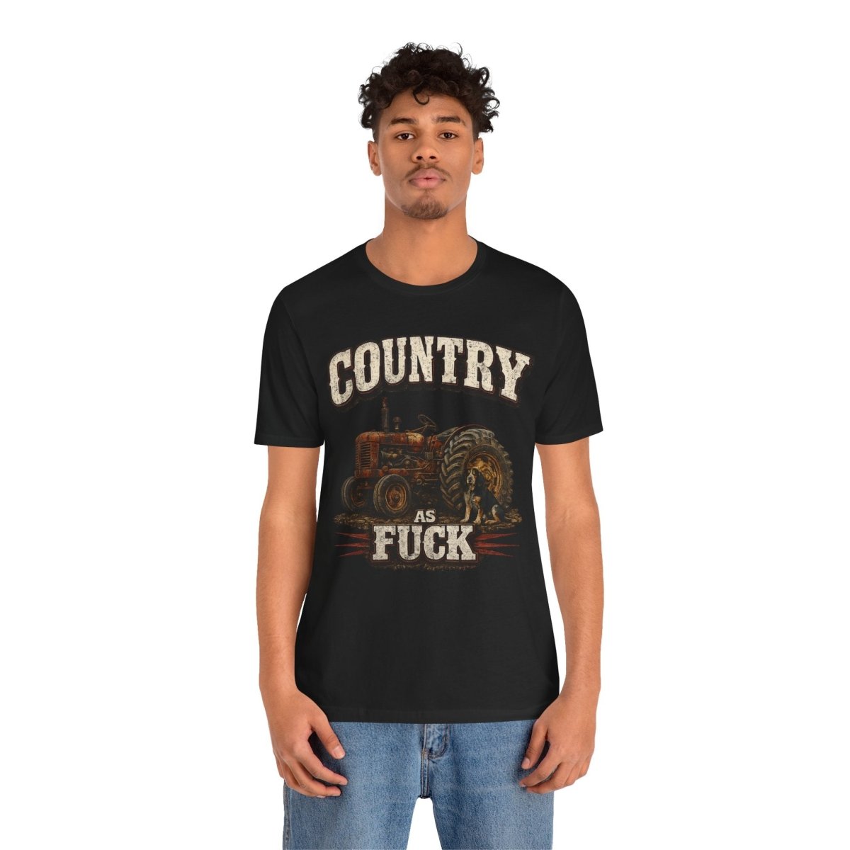 Country As Fuck T-Shirt – Vintage Tractor | Hound Dog Country Graphic Tee - Anything AF