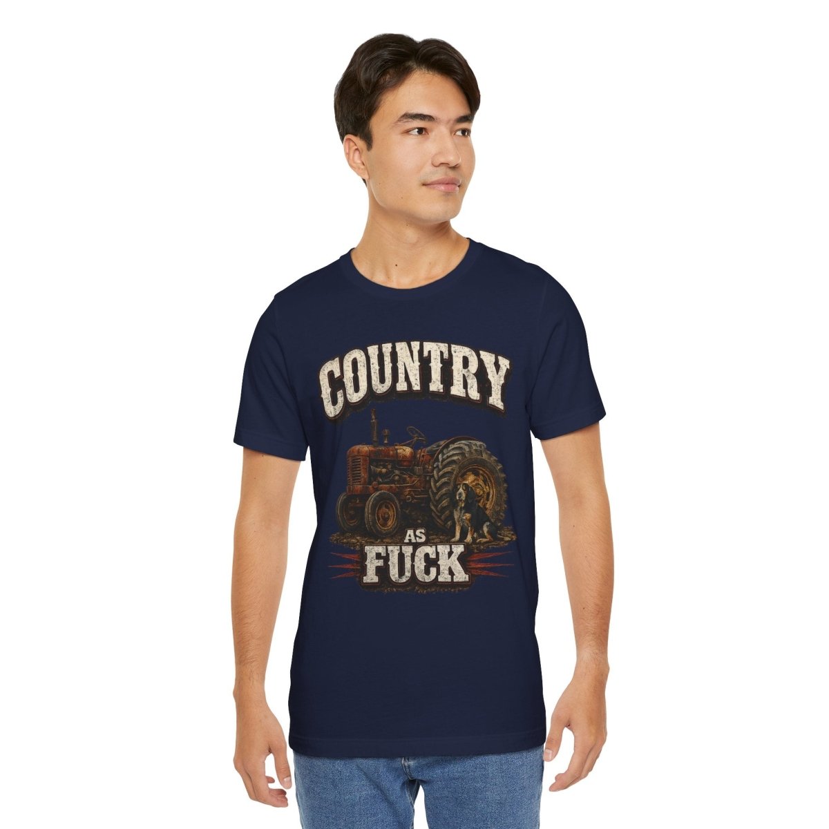 Country As Fuck T-Shirt – Vintage Tractor | Hound Dog Country Graphic Tee - Anything AF