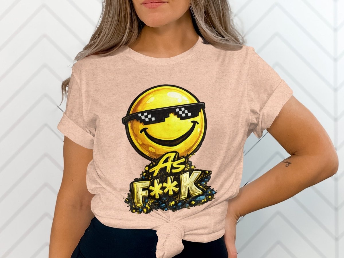 Deal With It As F**K Emoji T-Shirt | Sunglasses Smiley Graphic Tee - Anything AF