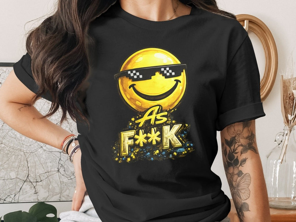 Deal With It As F**K Emoji T-Shirt | Sunglasses Smiley Graphic Tee - Anything AF