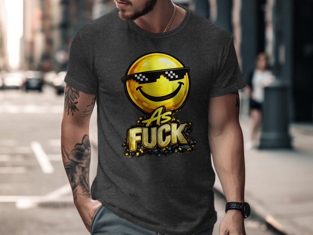 Deal With It As Fuck Emoji T-Shirt | Sunglasses Smiley Graphic Tee - Anything AF