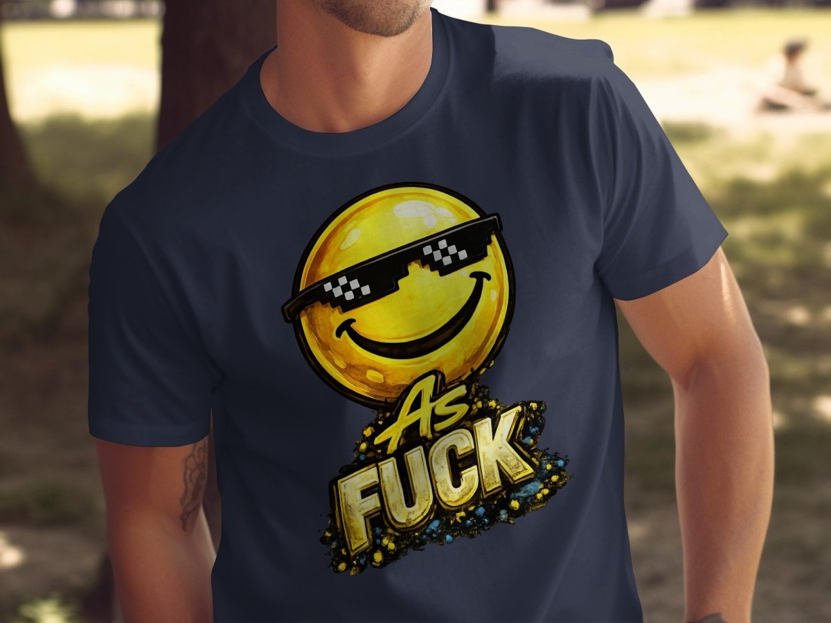 Deal With It As Fuck Emoji T-Shirt | Sunglasses Smiley Graphic Tee - Anything AF
