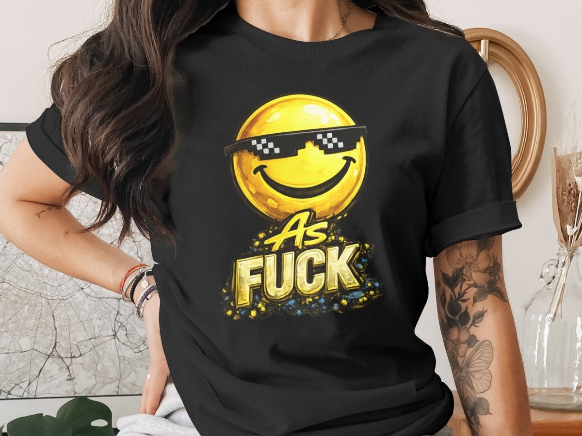 Deal With It As Fuck Emoji T-Shirt | Sunglasses Smiley Graphic Tee - Anything AF
