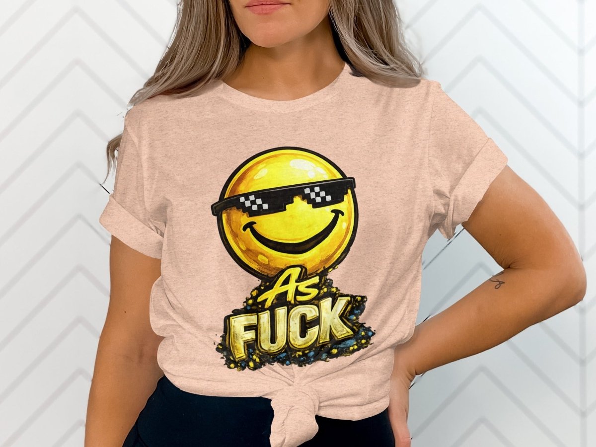 Deal With It As Fuck Emoji T-Shirt | Sunglasses Smiley Graphic Tee - Anything AF
