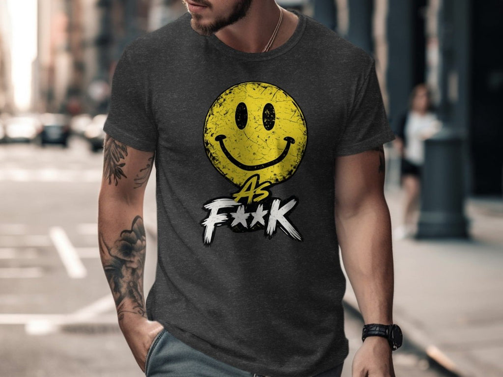 Distressed Smiley As F**K Emoji T-Shirt | Vintage Graphic Tee - Anything AF