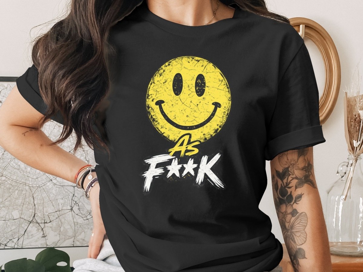 Distressed Smiley As F**K Emoji T-Shirt | Vintage Graphic Tee - Anything AF