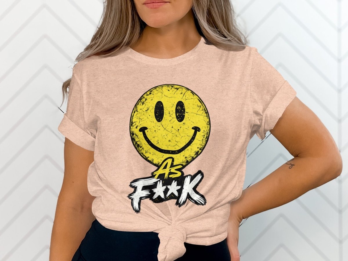 Distressed Smiley As F**K Emoji T-Shirt | Vintage Graphic Tee - Anything AF