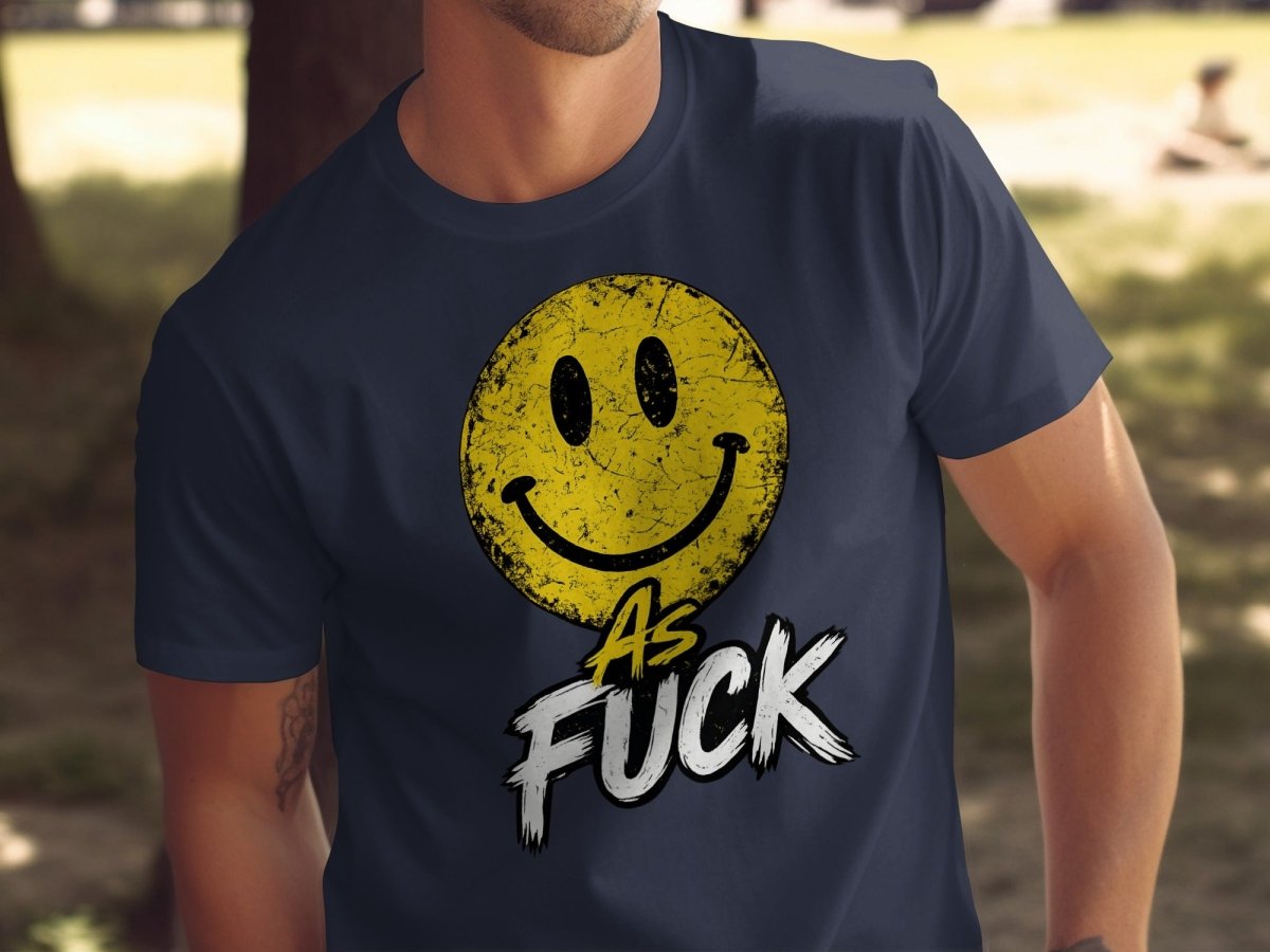 Distressed Smiley As Fuck Emoji T-Shirt | Vintage NSFW Graphic Tee - Anything AF