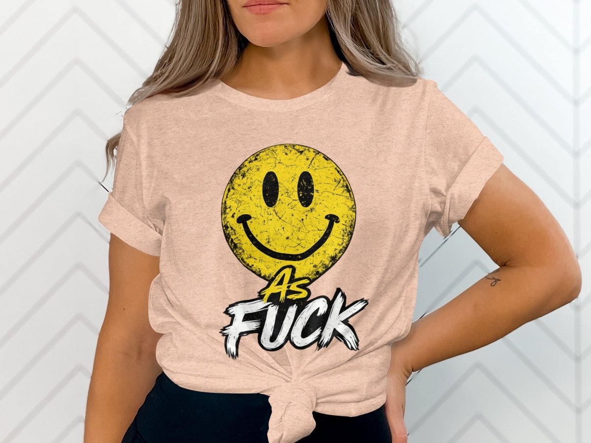 Distressed Smiley As Fuck Emoji T-Shirt | Vintage NSFW Graphic Tee - Anything AF