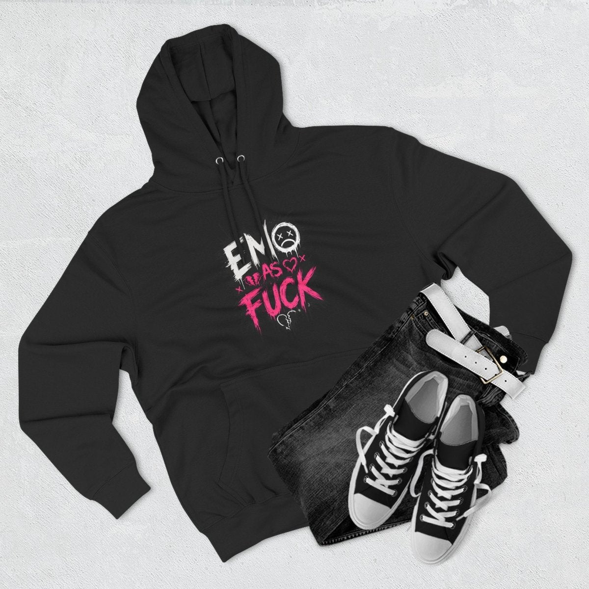 Emo As Fuck Hoodie | Emo Graphic Hooded Sweatshirt | Alternative Goth Scene Hoodie | Lane Seven Premium Fleece Hoodie - Anything AF
