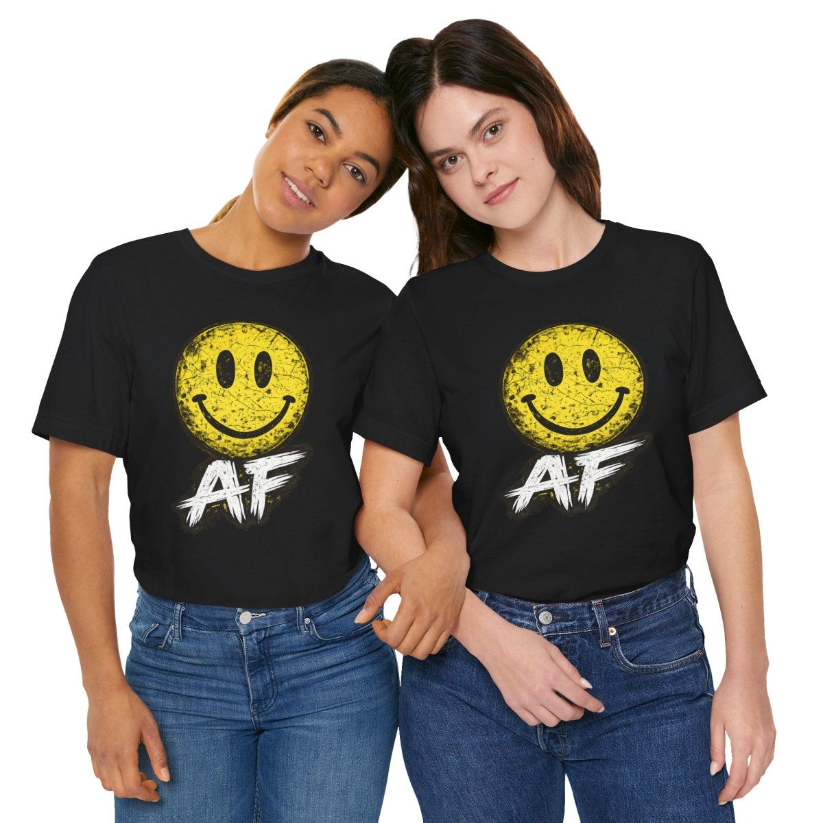 Happy AF T-Shirt | Vintage Smiley Face Graphic Tee - Anything AF