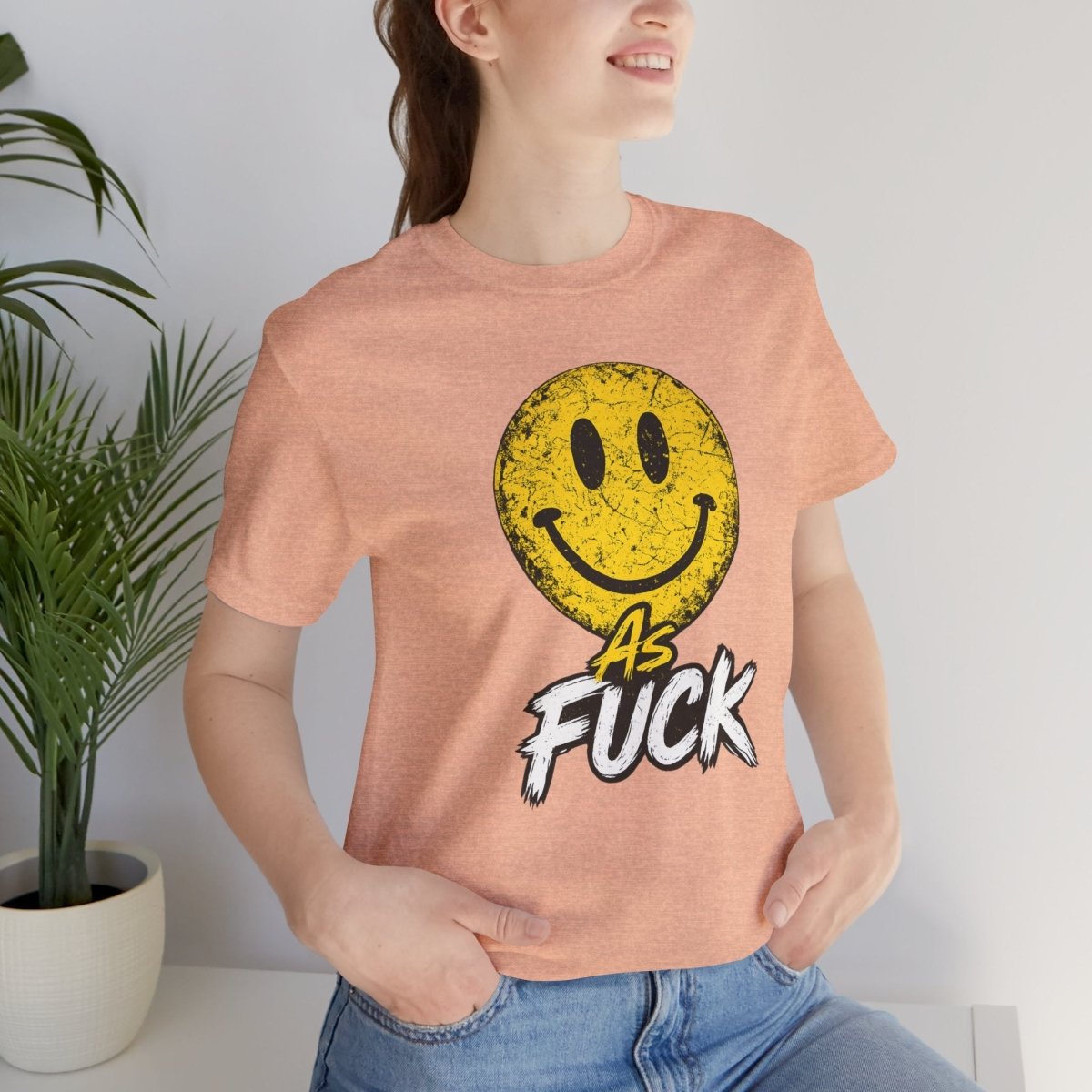 Happy As Fuck T-Shirt | Vintage Smiley Face Graphic Tee - Anything AF