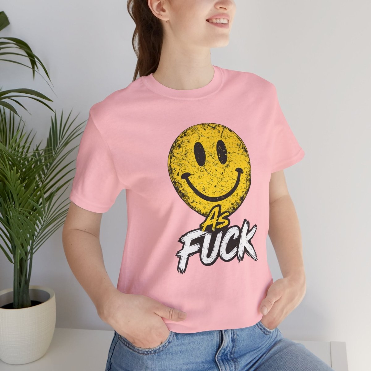 Happy As Fuck T-Shirt | Vintage Smiley Face Graphic Tee - Anything AF
