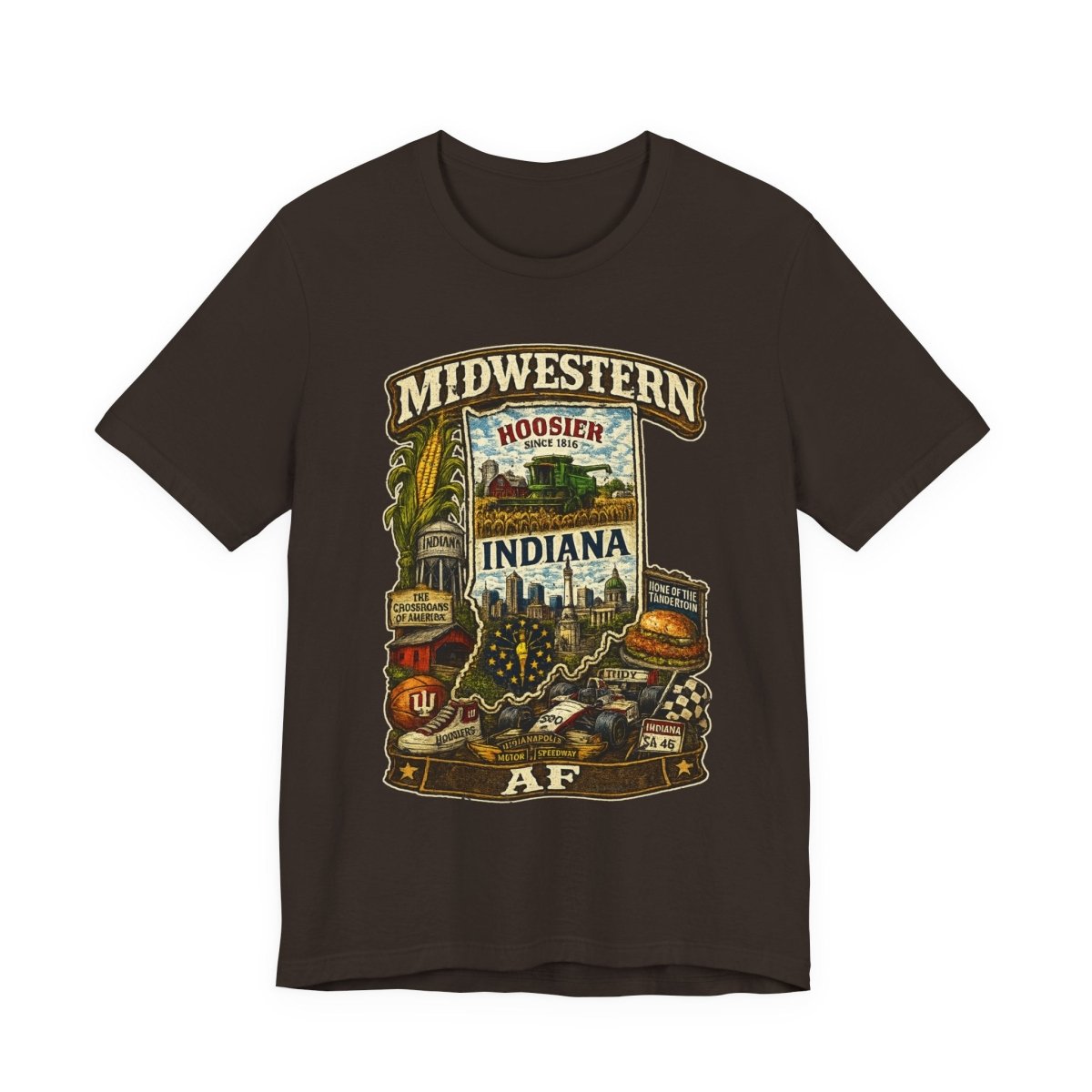 Indiana Midwestern AF T-Shirt | Hoosier State Graphic Tee | Indiana Pride Shirt | Bella + Canvas 3001 | Family Friendly Collection - Anything AF
