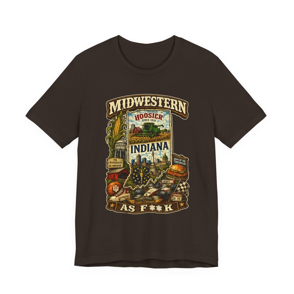 Indiana Midwestern As F**K T-Shirt | Hoosier Pride Graphic Tee | Indiana State Shirt | Bella + Canvas 3001 | Slightly Salty Collection - Anything AF