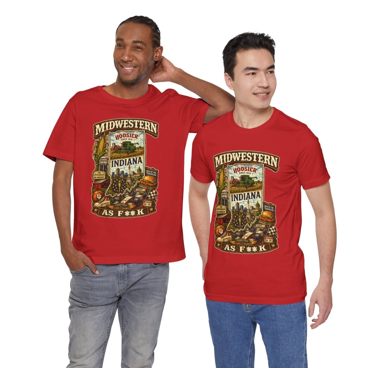 Indiana Midwestern As F**K T-Shirt | Hoosier Pride Graphic Tee | Indiana State Shirt | Bella + Canvas 3001 | Slightly Salty Collection - Anything AF