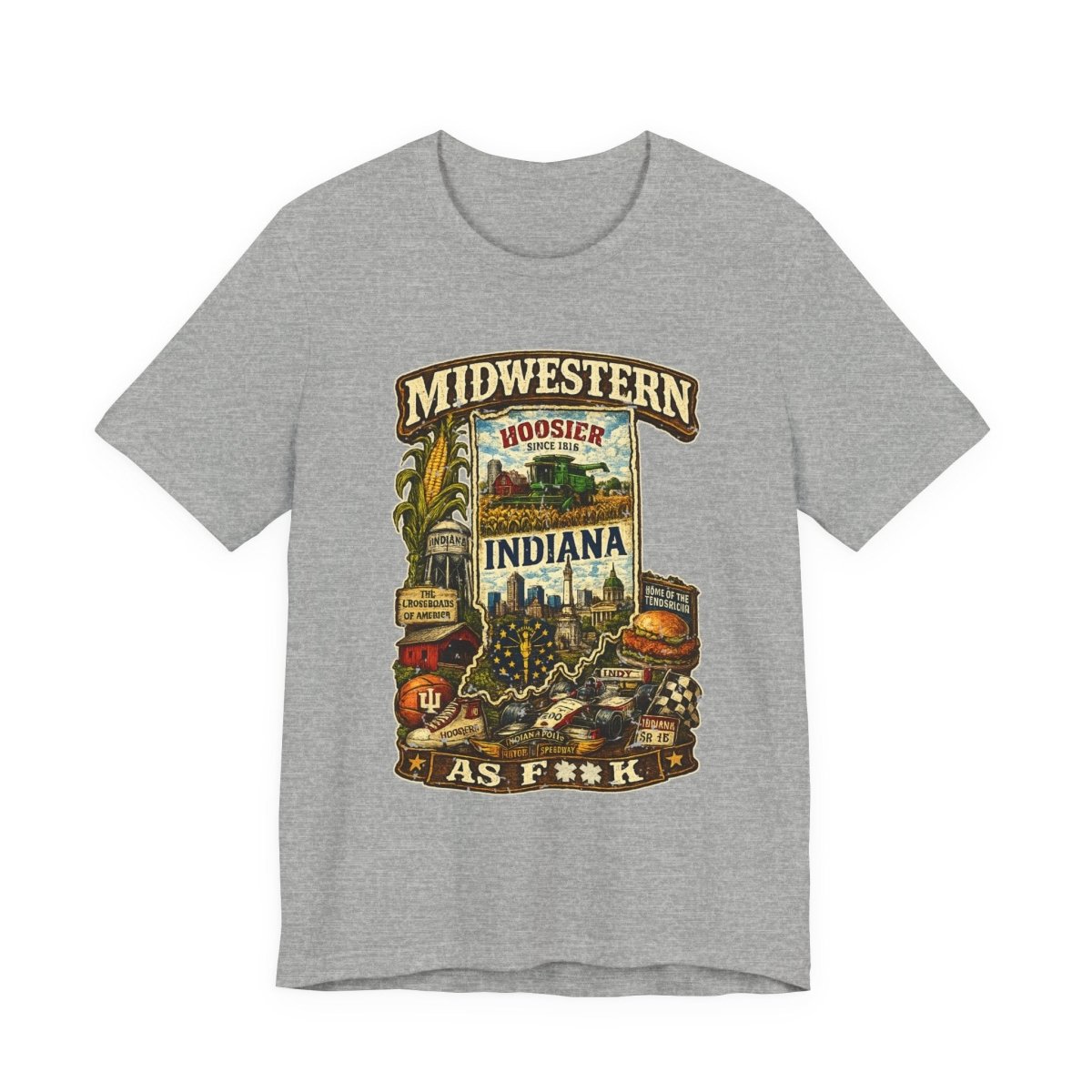 Indiana Midwestern As F**K T-Shirt | Hoosier Pride Graphic Tee | Indiana State Shirt | Bella + Canvas 3001 | Slightly Salty Collection - Anything AF
