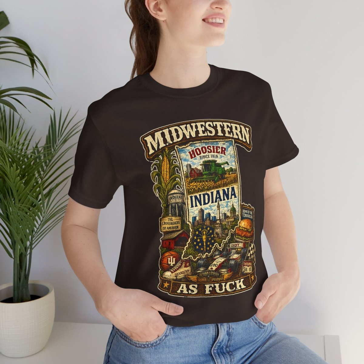 Indiana Midwestern As Fuck T-Shirt | Hoosier Pride Graphic Tee | Indiana State Shirt | Bella + Canvas 3001 | No Filter Collection - Anything AF