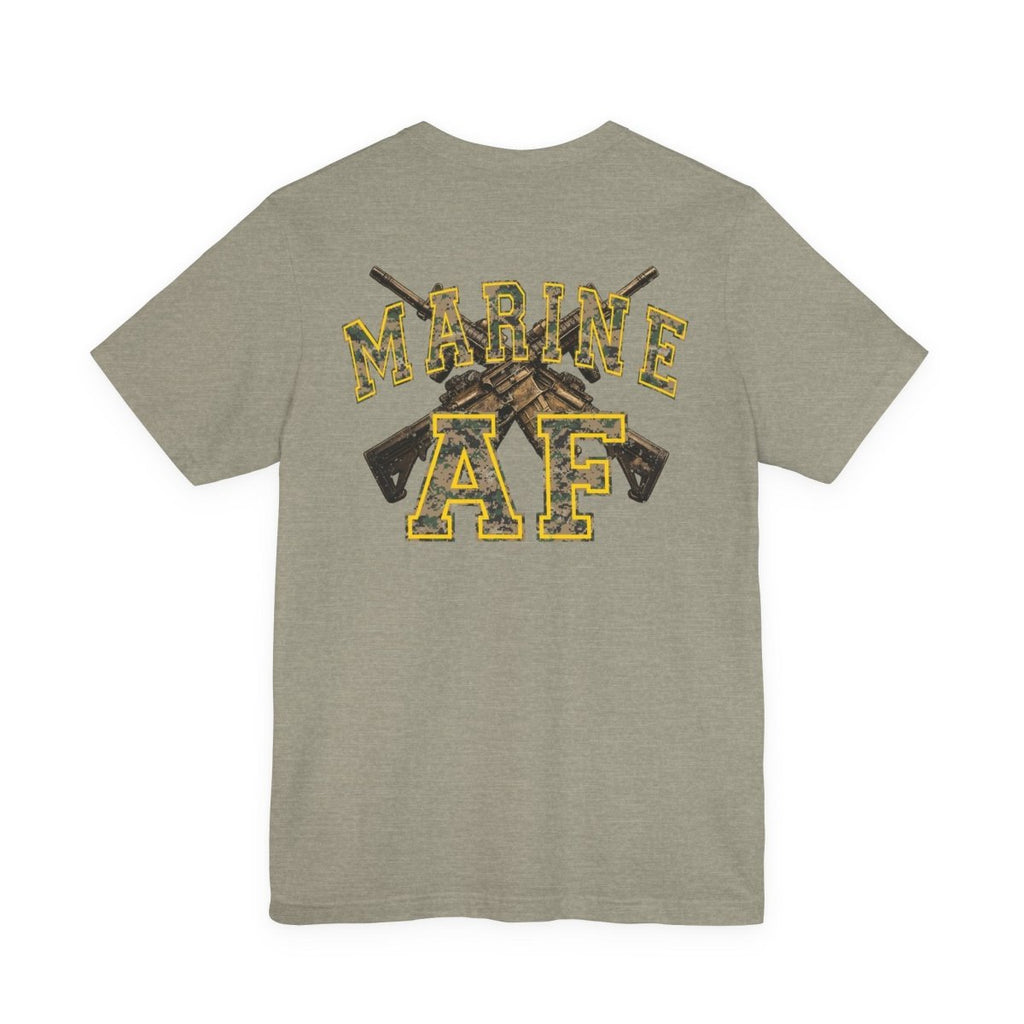 Marine AF Shirt | MARPAT Camo USMC Front & Back Print T-Shirt with Crossed Rifles - Anything AF