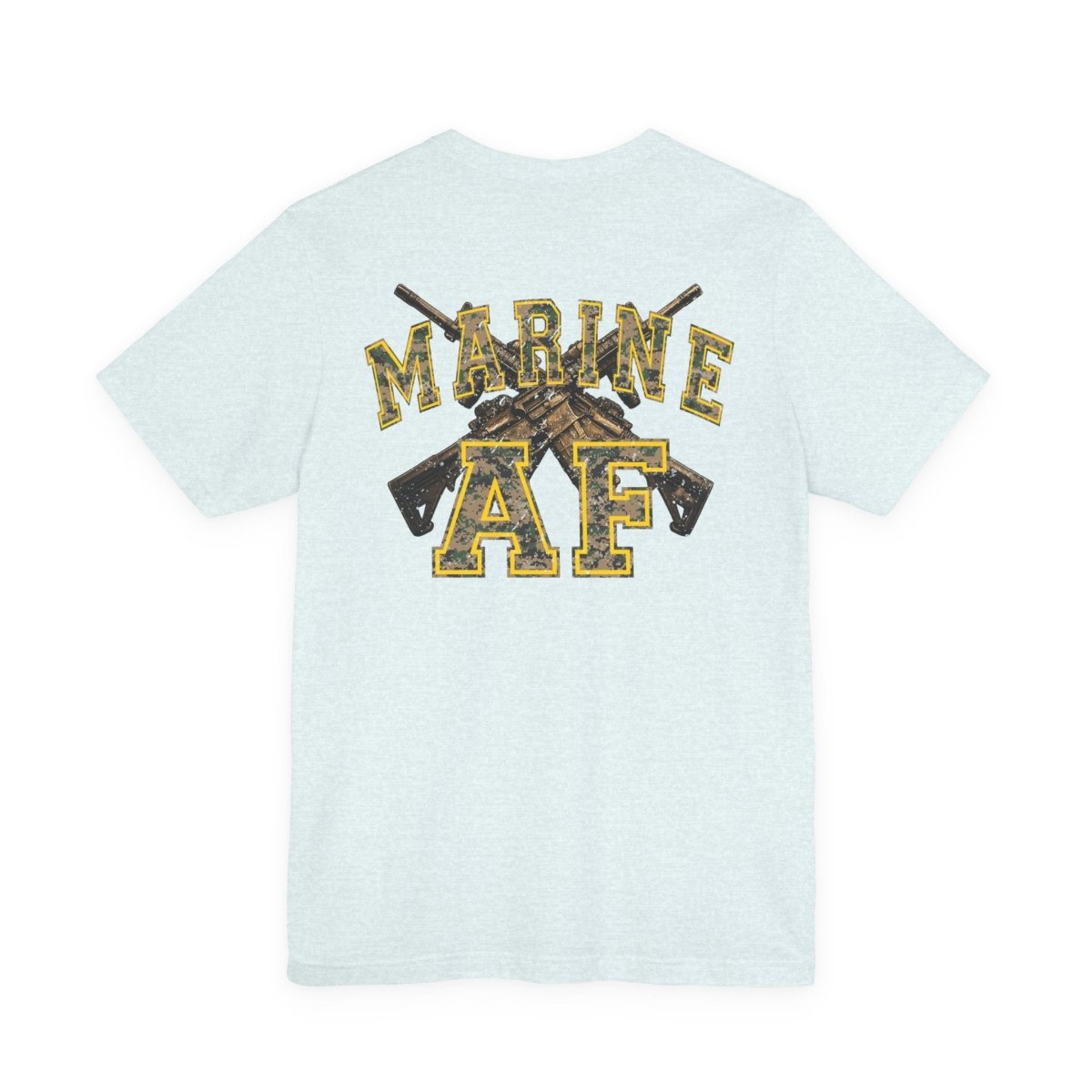 Marine AF Shirt | MARPAT Camo USMC Front & Back Print T-Shirt with Crossed Rifles - Anything AF