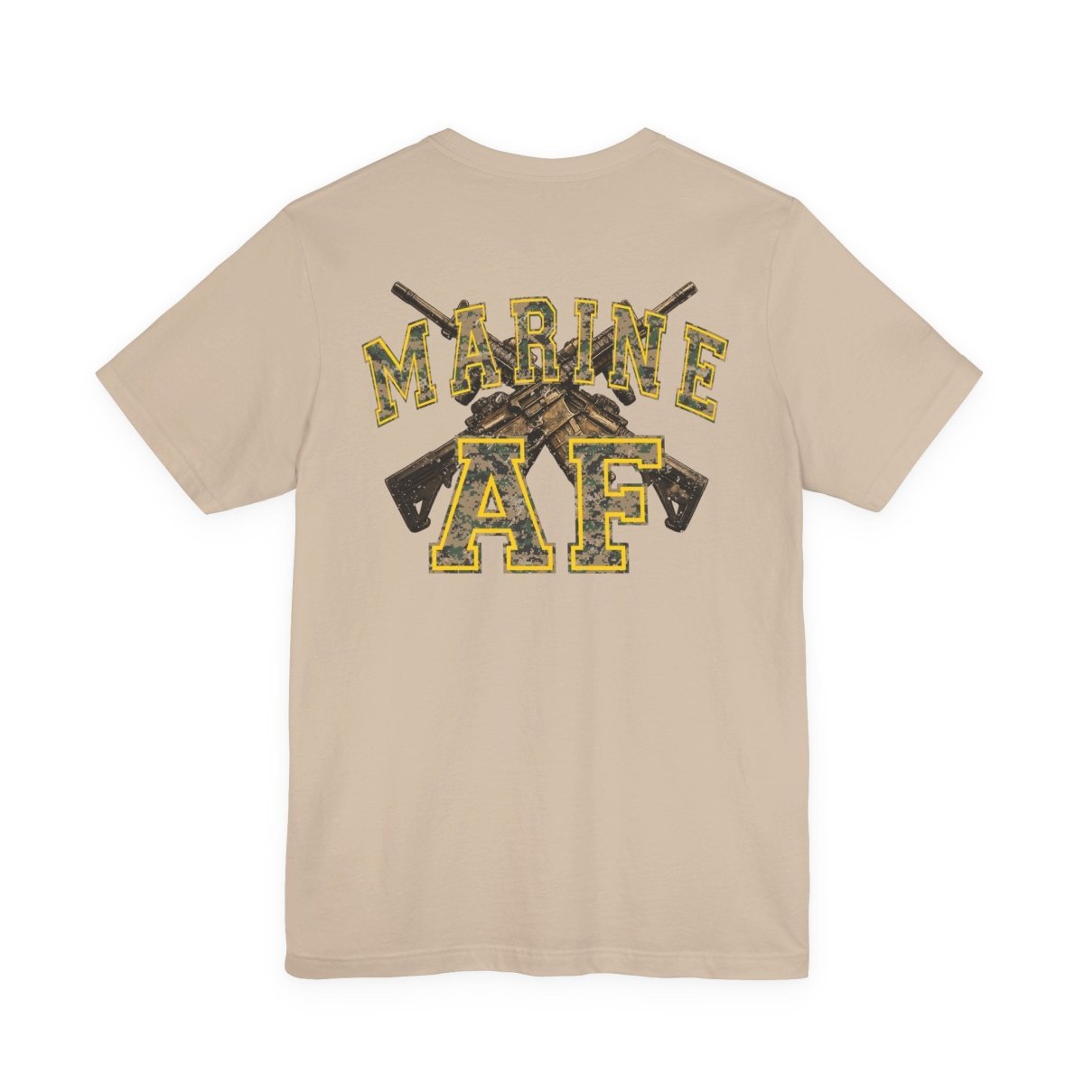 Marine AF Shirt | MARPAT Camo USMC Front & Back Print T-Shirt with Crossed Rifles - Anything AF
