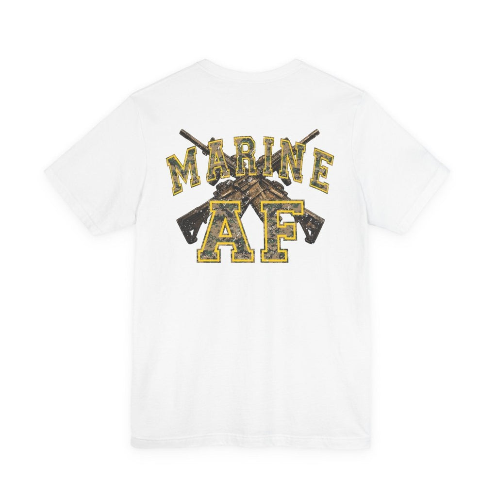 Marine AF Shirt | MARPAT Camo USMC Front & Back Print T-Shirt with Crossed Rifles - Anything AF