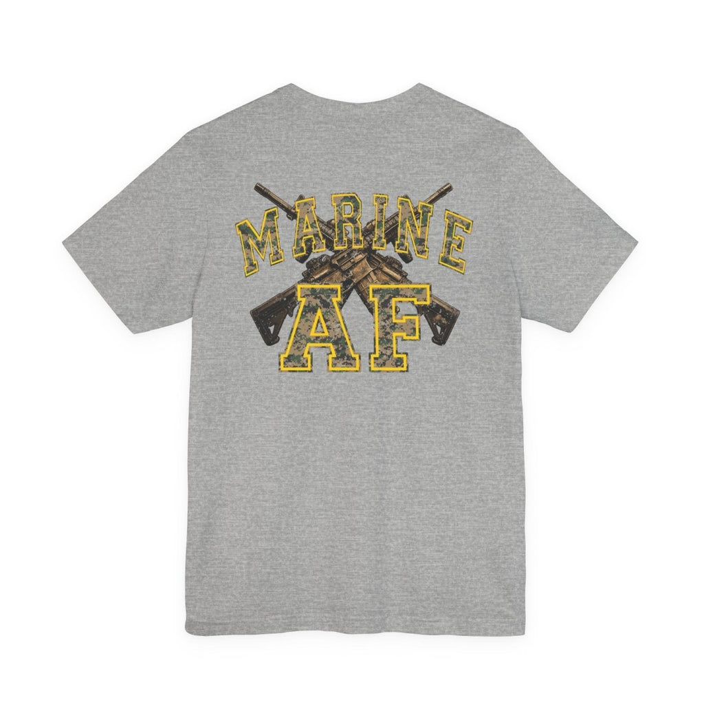 Marine AF Shirt | MARPAT Camo USMC Front & Back Print T-Shirt with Crossed Rifles - Anything AF