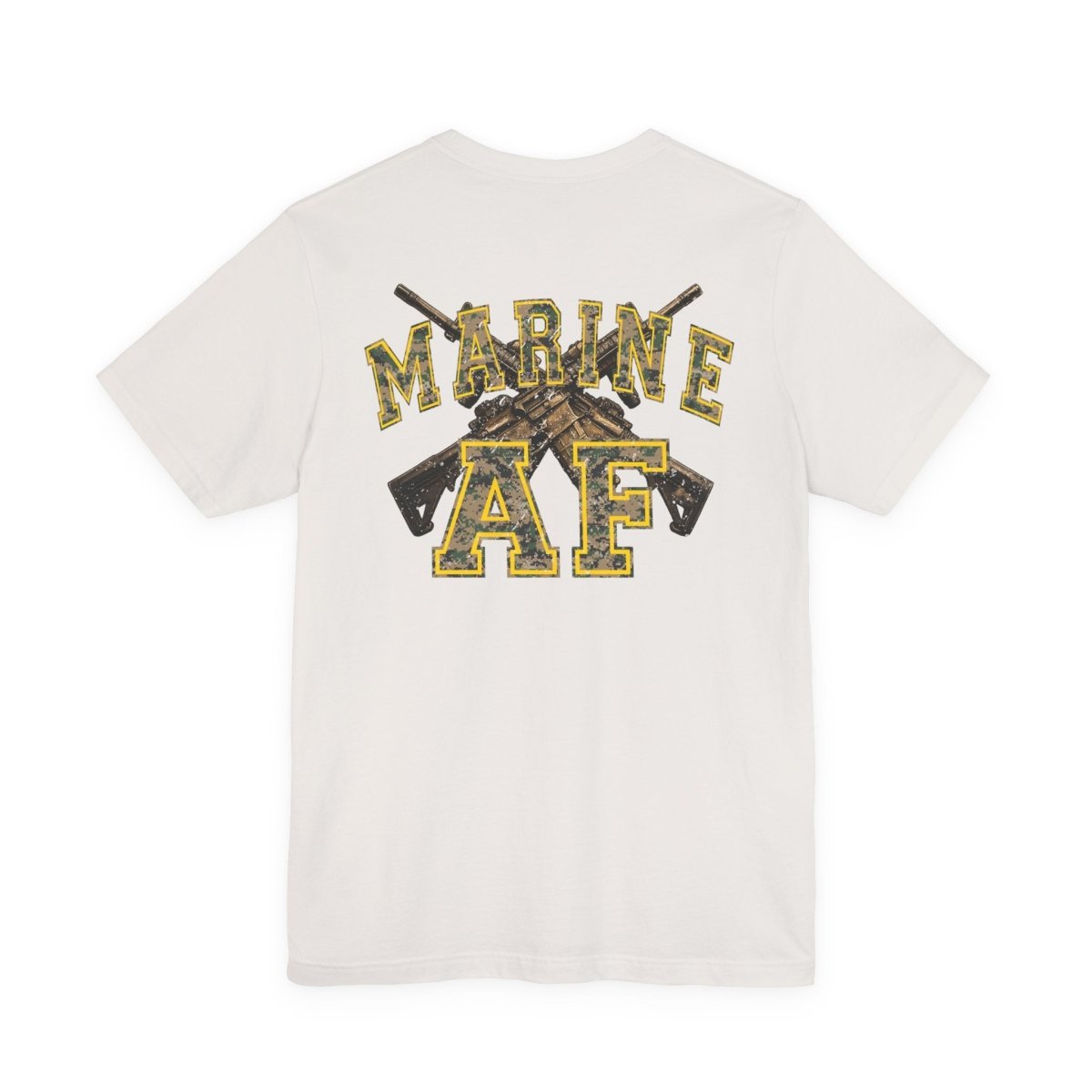 Marine AF Shirt | MARPAT Camo USMC Front & Back Print T-Shirt with Crossed Rifles - Anything AF