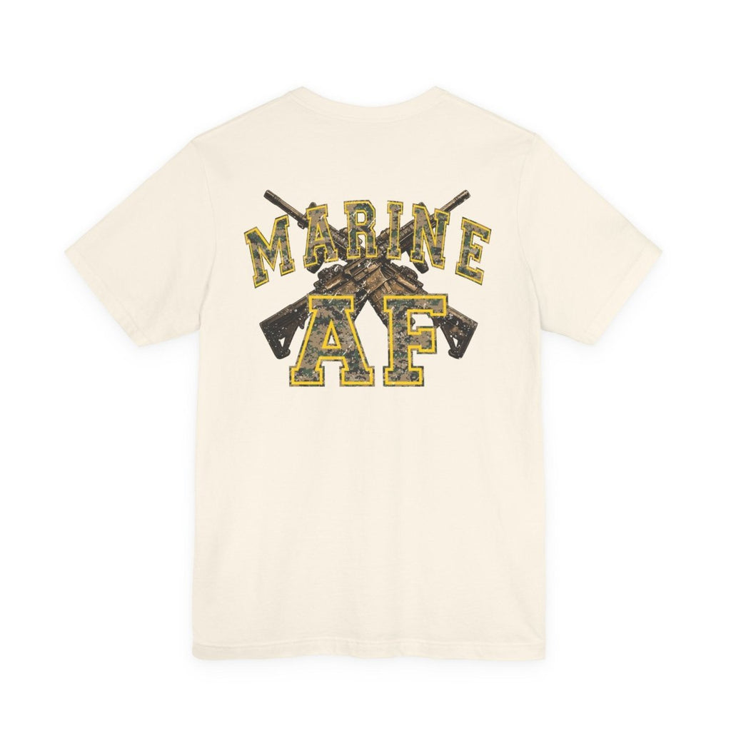 Marine AF Shirt | MARPAT Camo USMC Front & Back Print T-Shirt with Crossed Rifles - Anything AF