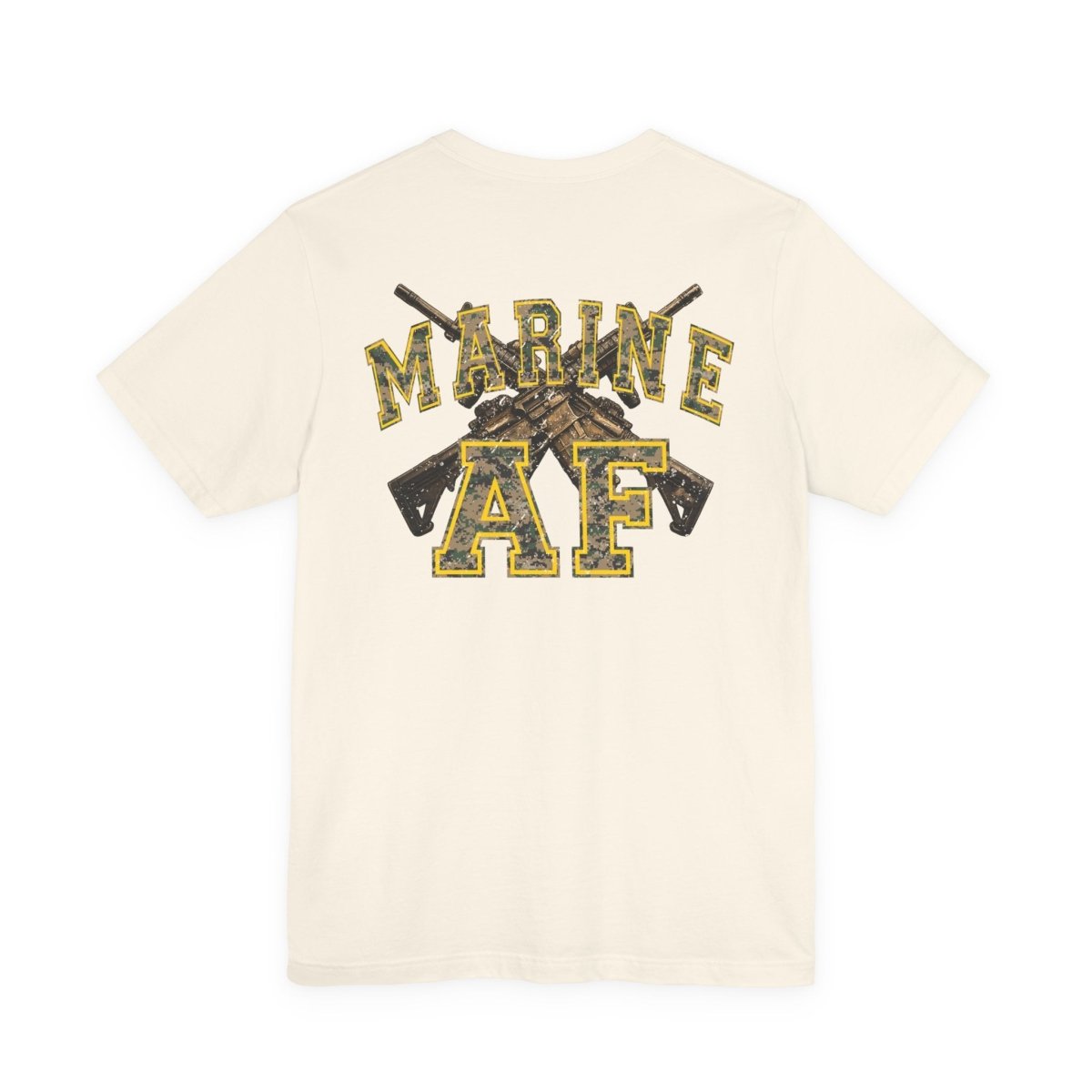 Marine AF Shirt | MARPAT Camo USMC Front & Back Print T-Shirt with Crossed Rifles - Anything AF
