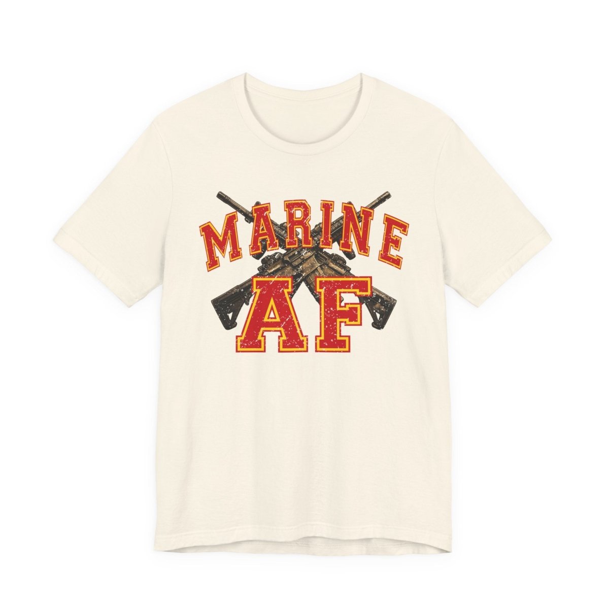 Marine AF Shirt | USMC Marine AF Front Print T-Shirt with Crossed Rifles Design - Anything AF