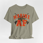 Marine AF Shirt | USMC Marine AF Front Print T-Shirt with Crossed Rifles Design - Anything AF