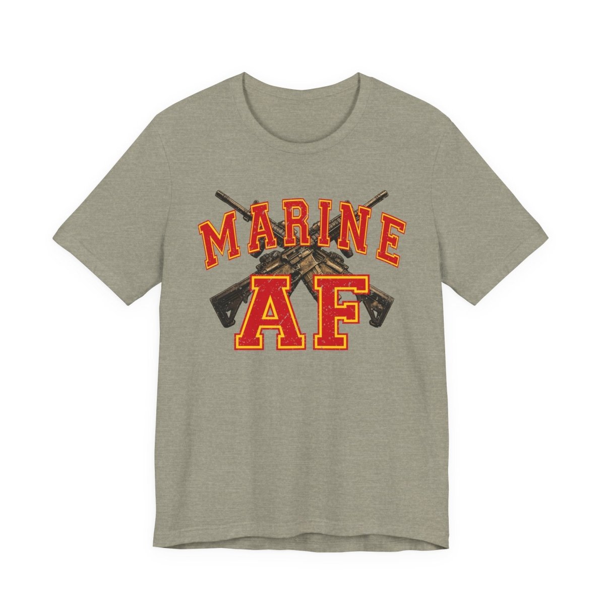 Marine AF Shirt | USMC Marine AF Front Print T-Shirt with Crossed Rifles Design - Anything AF