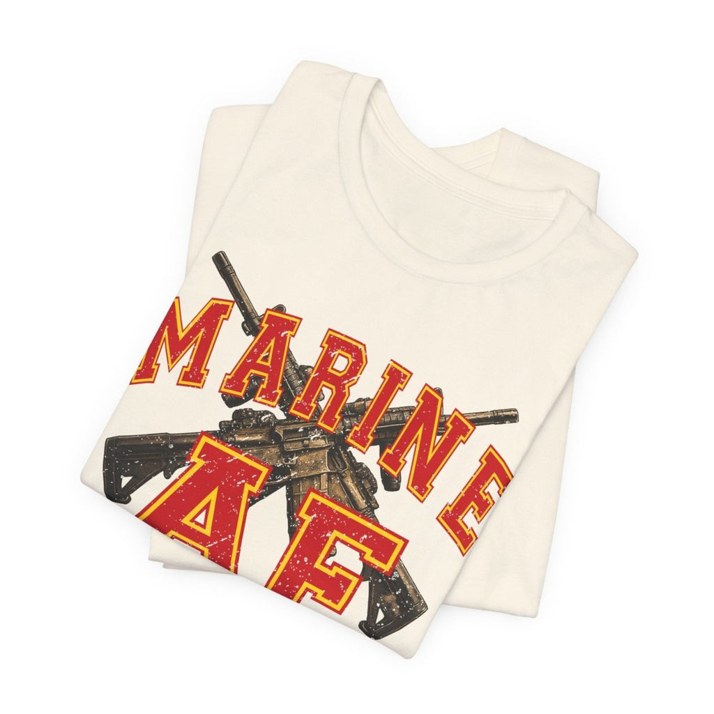 Marine AF Shirt | USMC Marine AF Front Print T-Shirt with Crossed Rifles Design - Anything AF