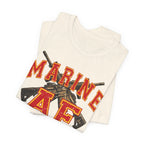 Marine AF Shirt | USMC Marine AF Front Print T-Shirt with Crossed Rifles Design - Anything AF