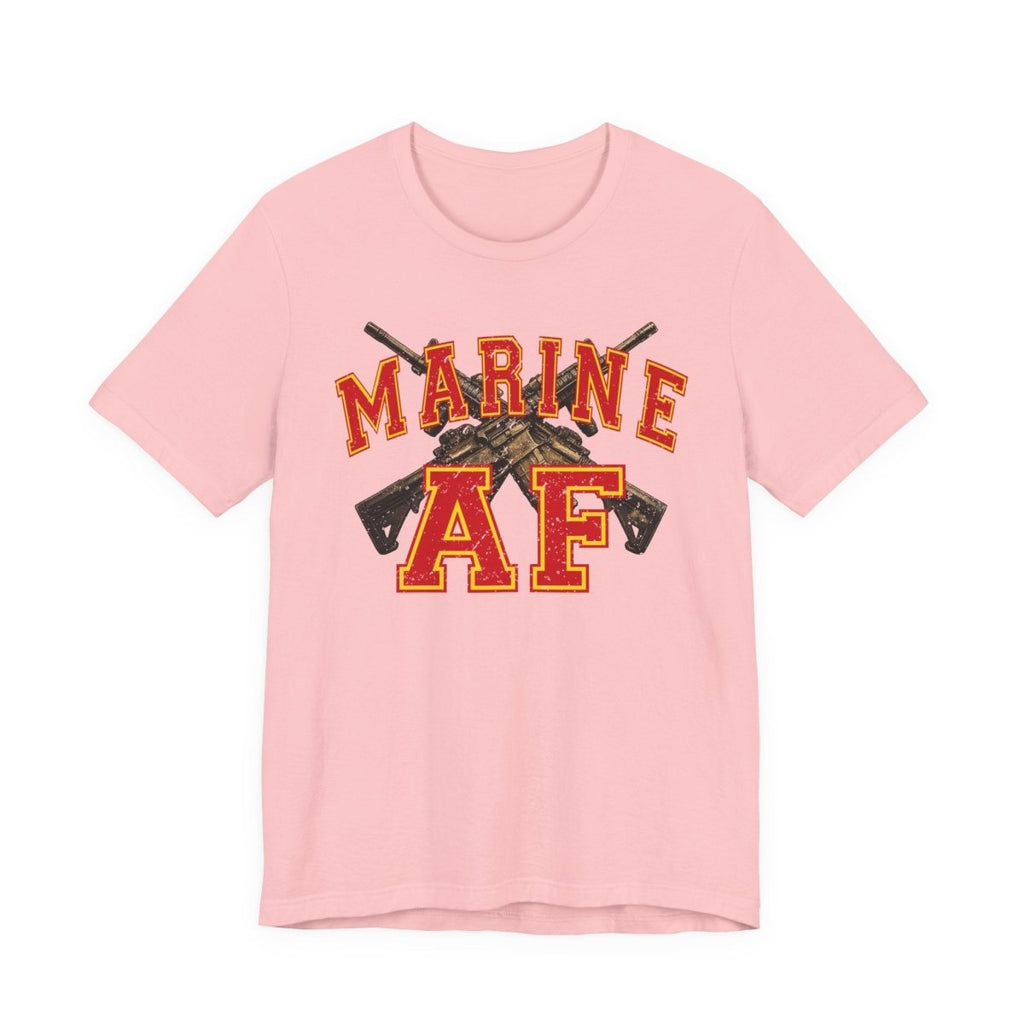 Marine AF Shirt | USMC Marine AF Front Print T-Shirt with Crossed Rifles Design - Anything AF
