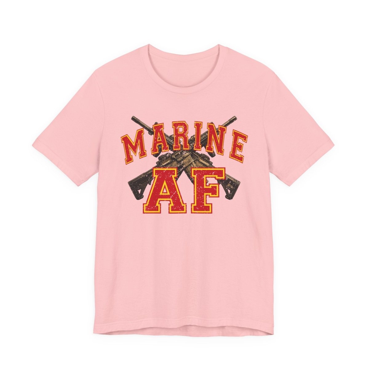 Marine AF Shirt | USMC Marine AF Front Print T-Shirt with Crossed Rifles Design - Anything AF