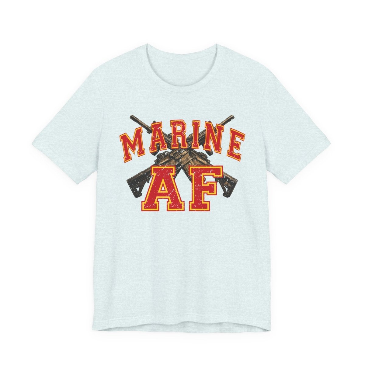 Marine AF Shirt | USMC Marine AF Front Print T-Shirt with Crossed Rifles Design - Anything AF