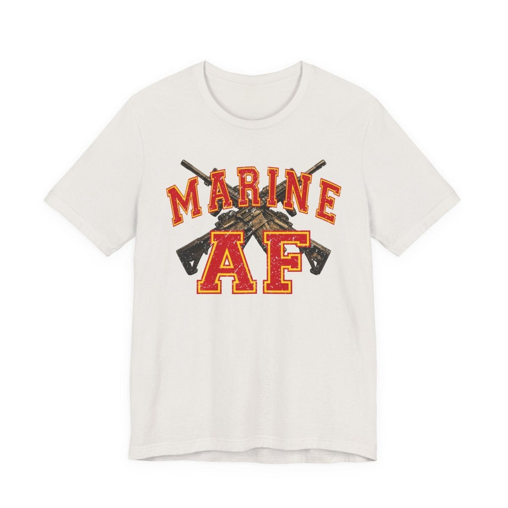 Marine AF Shirt | USMC Marine AF Front Print T-Shirt with Crossed Rifles Design - Anything AF