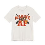 Marine AF Shirt | USMC Marine AF Front Print T-Shirt with Crossed Rifles Design - Anything AF