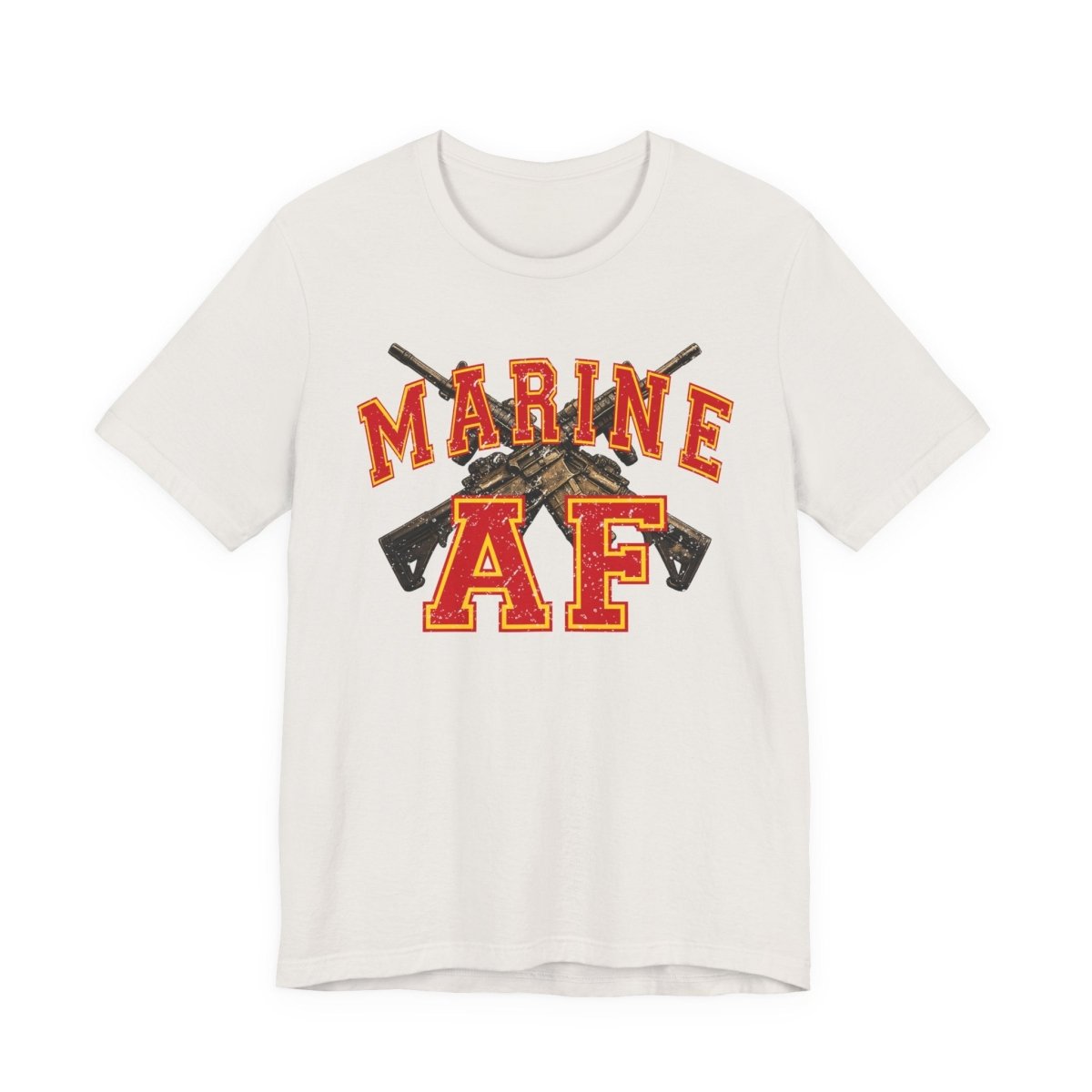 Marine AF Shirt | USMC Marine AF Front Print T-Shirt with Crossed Rifles Design - Anything AF